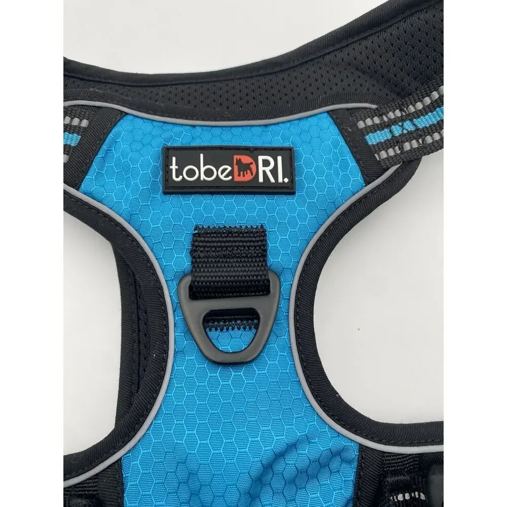 tobeRI Blue/Black Mesh Adjustable Soft Vest Dog Harness, Size L